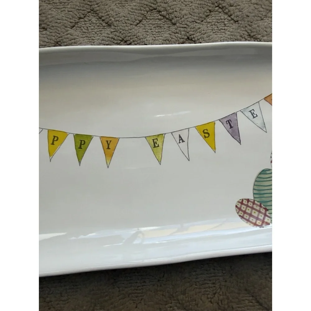 Easter Rae Dunn Happy Easter Banner Easter Eggs Serving Platter Tray